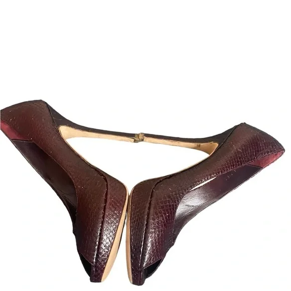 Christian Dior Python Leather Peep Toe Pumps Heels Burgundy Wine size 351/2 (5.5 - Picture 8 of 15